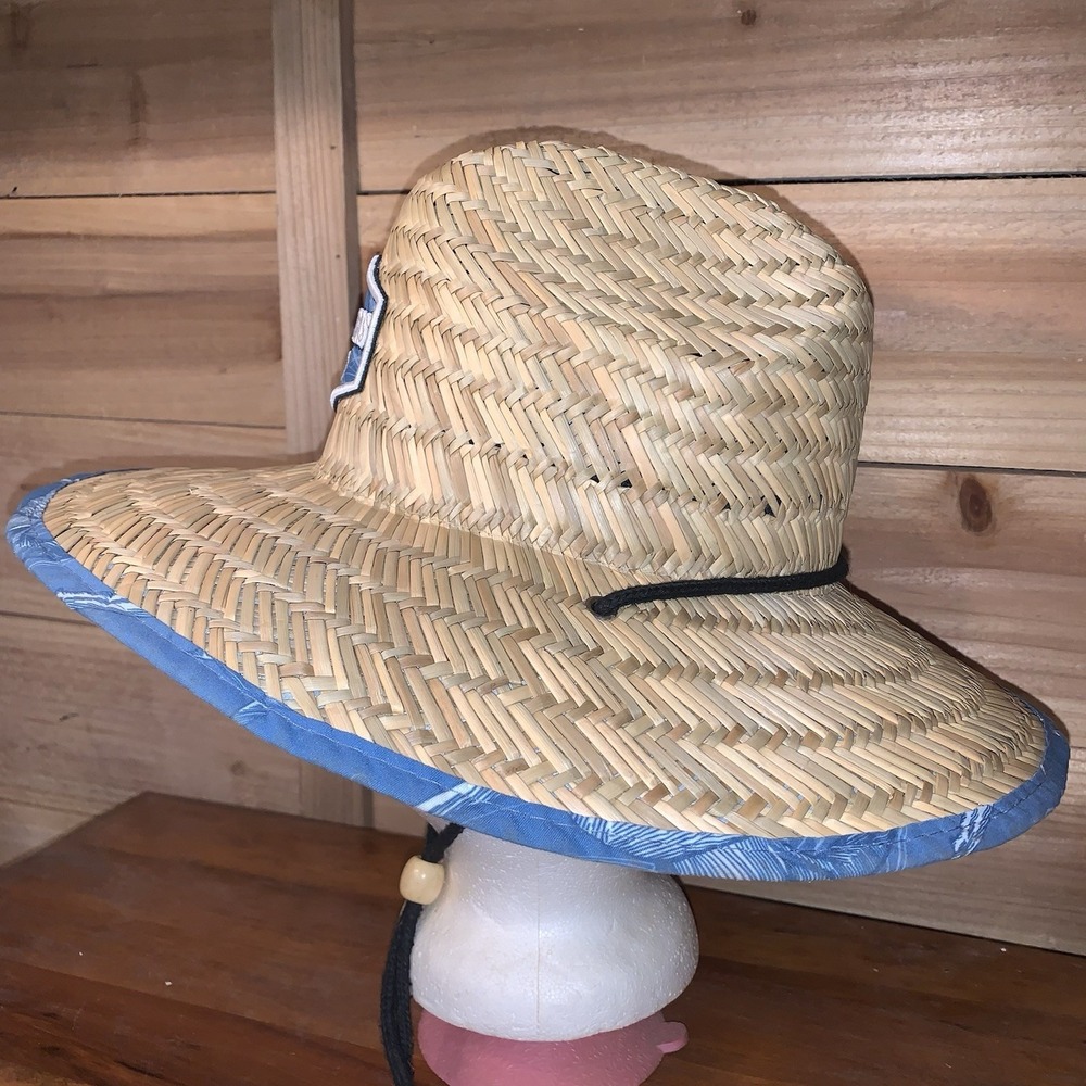 Lucky 7 STRAW HAT Fishing Shark Beach Summer Sun Shade Headgear Drawstring NWOT - Picture 2 of 7